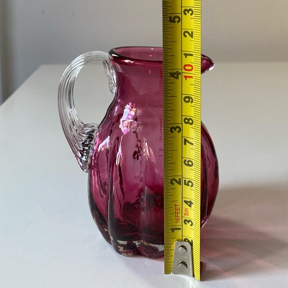 Vintage Pilgrim Glass Quincy Cranberry Miniature Pitcher - Hand Blown 4” - Picture 7 of 9